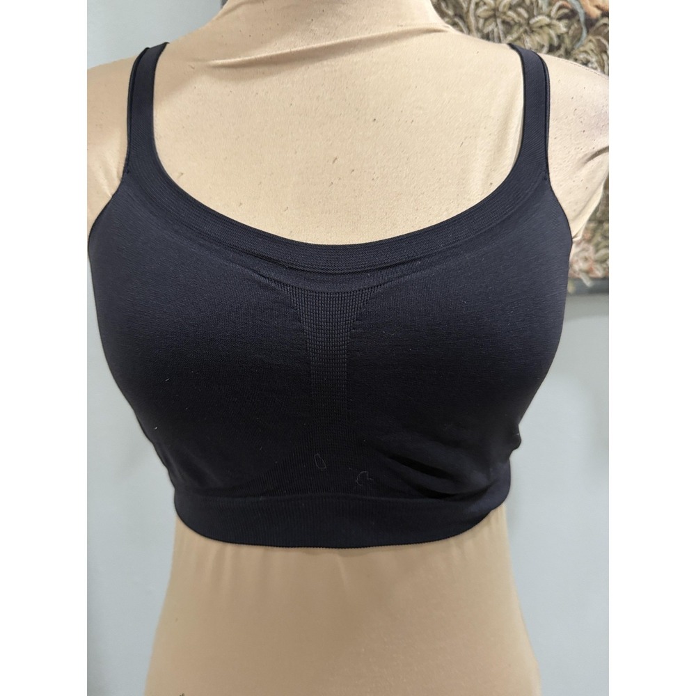 Sports Bra Womens Small Black Seamless Racerback Low Impact Wireless Knit